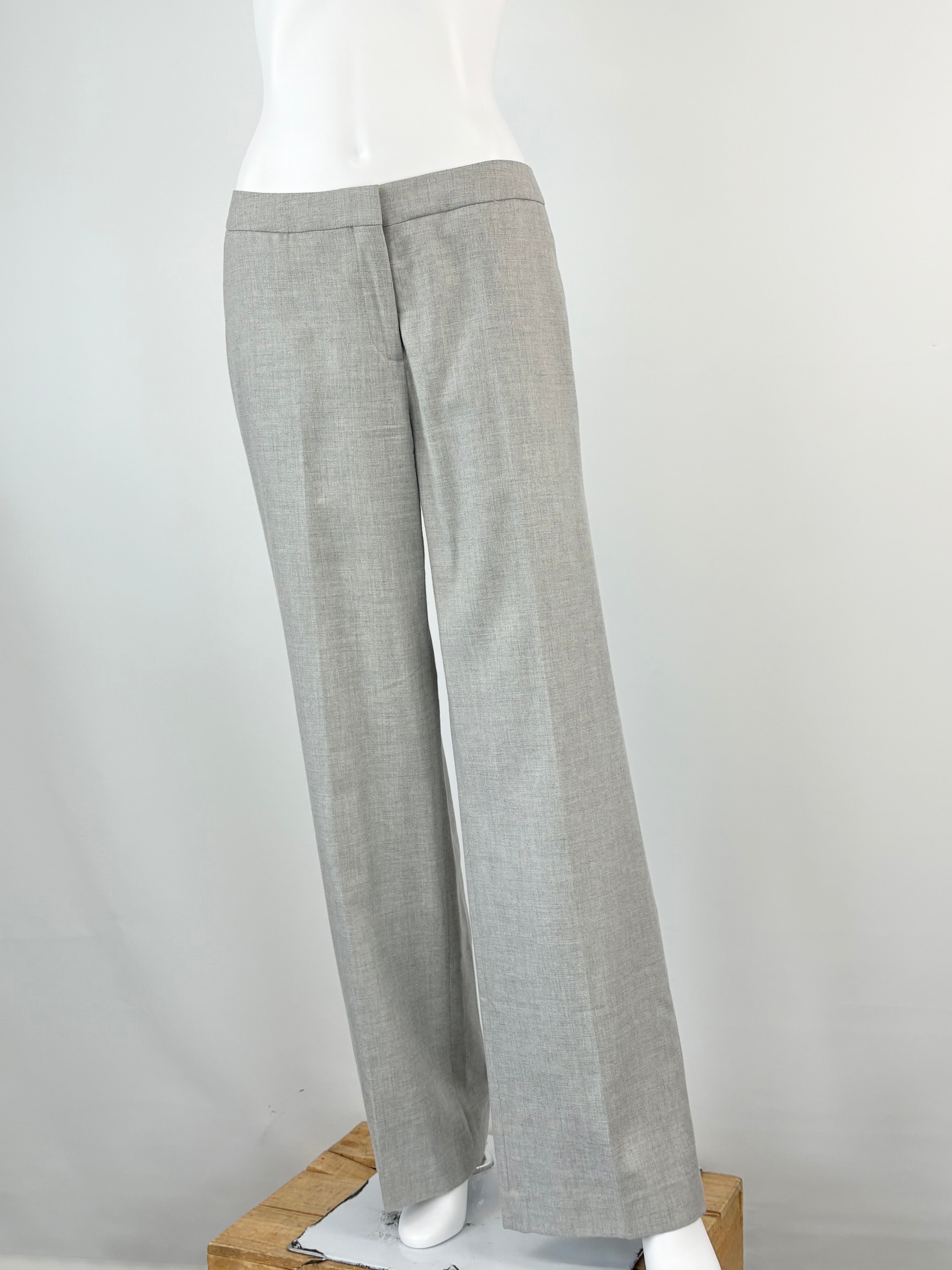 Reiss Stone Grey Wool-Blend 'Estie' Wide Leg Trousers - AU10