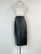 Reiss Black Leather Midi Skirt - AU8