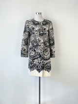 Prada White & Black Lace-Print Silk Coat - AU12