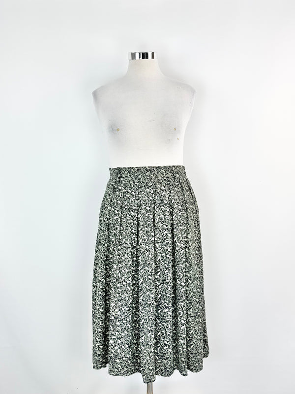 Vintage Karl Lagerfeld Floral Polyester Pleated Skirt - AU10