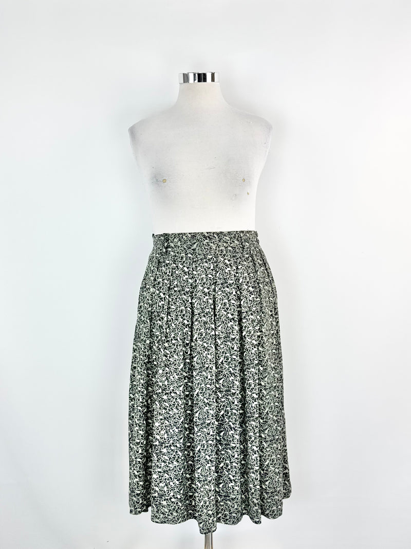 Vintage Karl Lagerfeld Floral Polyester Pleated Skirt - AU10