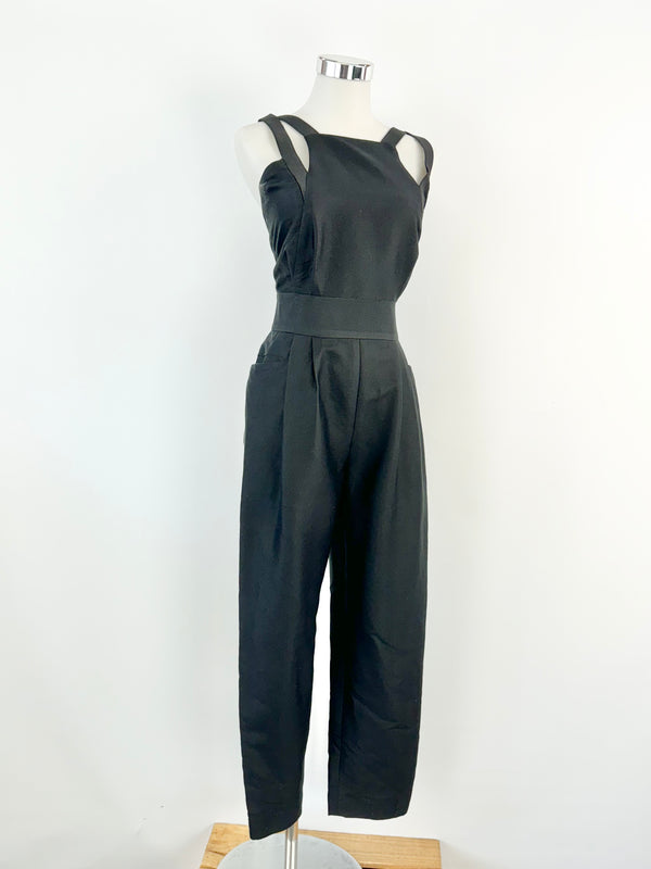 Bianca Spender Black Cotton & Silk Blend Jumpsuit - AU6