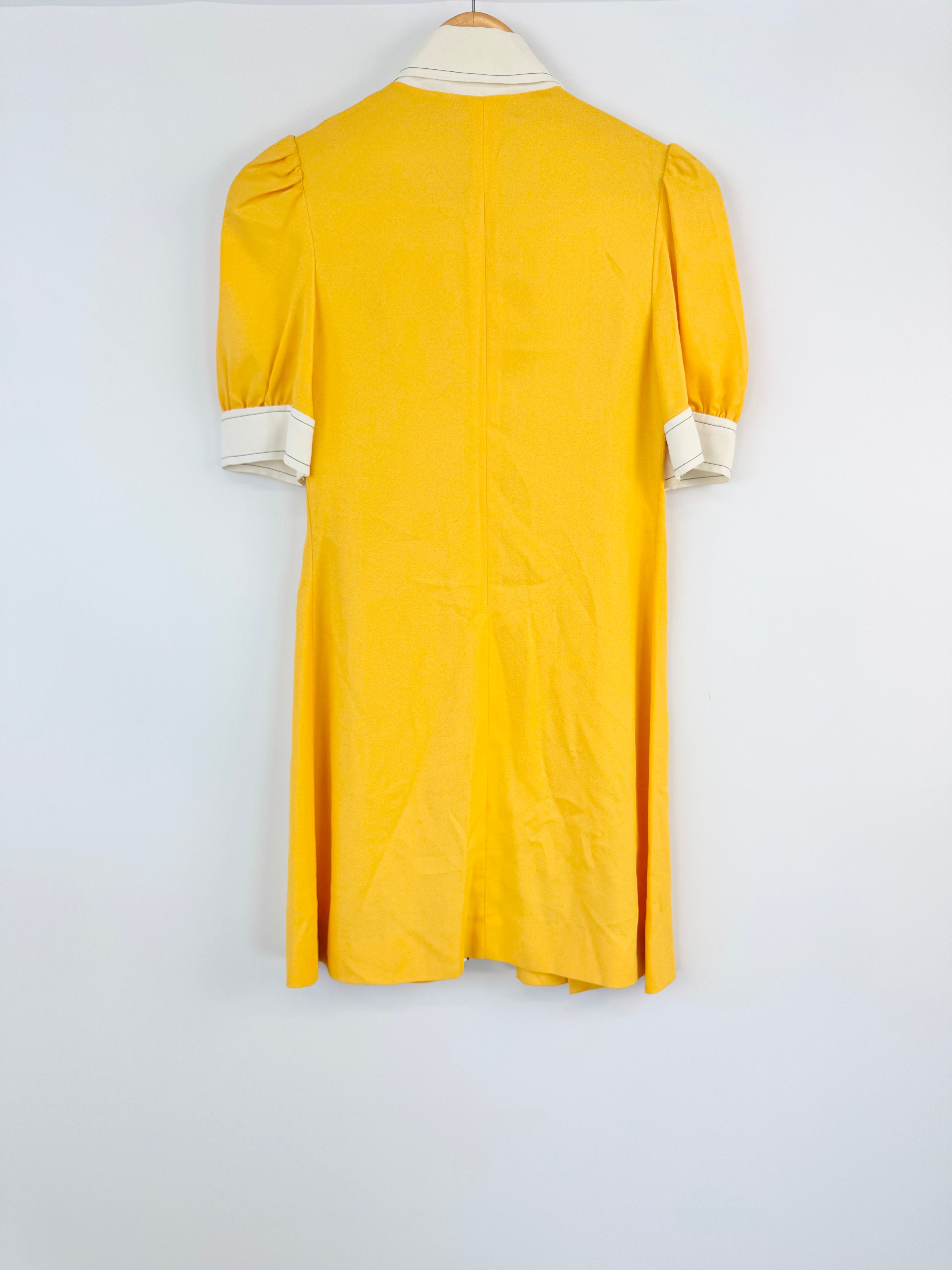 Vintage Thomas Wardle Sunflower Yellow & White Dress - AU6/8