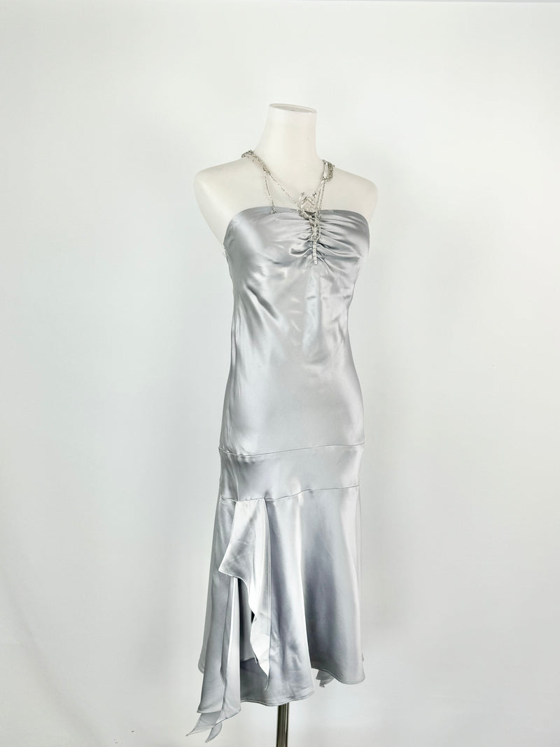Eileen Kirby Grey Silk Cocktail Dress - AU10