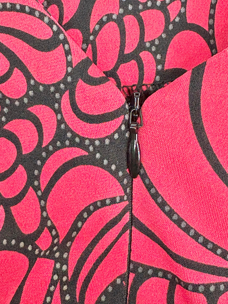 Lisa Barron Red & Black Abstract Floral Dress - AU16