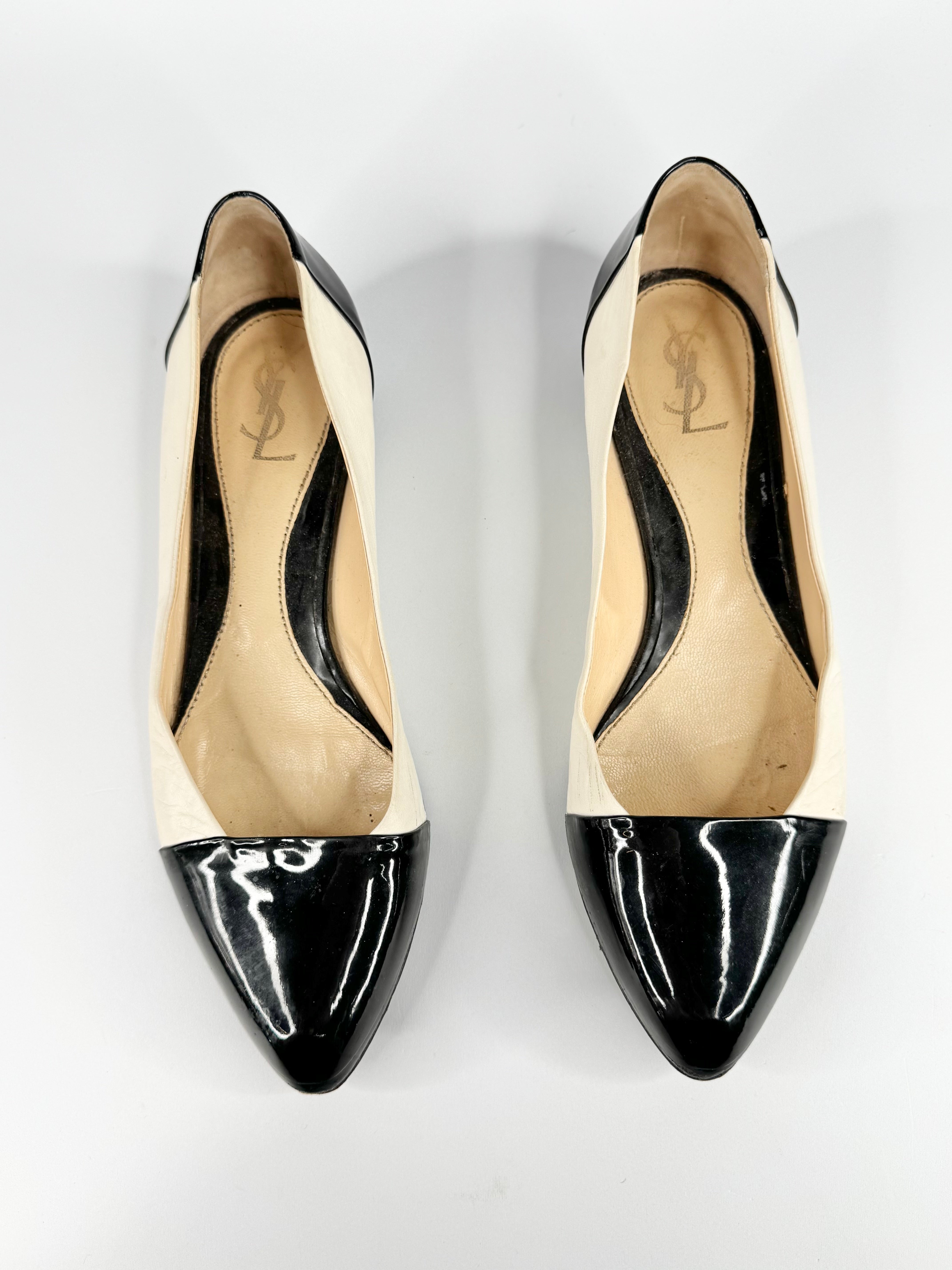 Vintages YSL Two Tone Cap Toe Ballet Flats - EU40