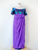 Cecelia Sartori Teal & Purple Off Shoulder Gown - AU16/18
