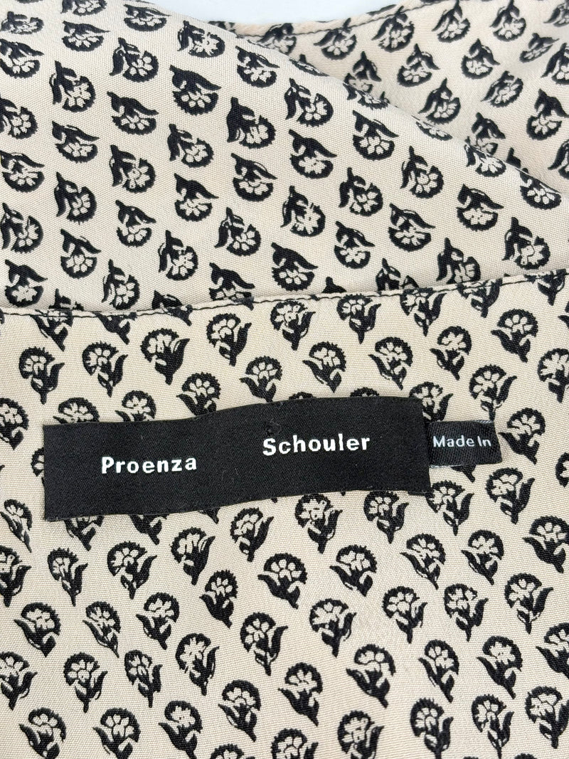Proenza Schouler Taupe & Black Patterned Silk Top - AU6