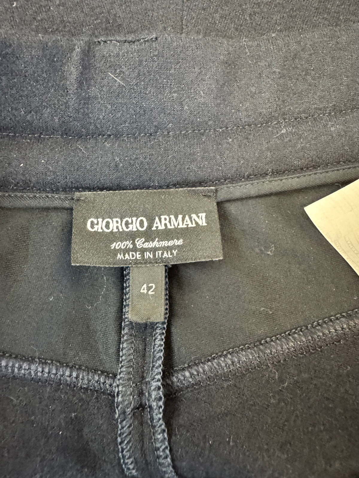 Giorgio Armani Midnight Blue Cashmere Drawstring Slacks - 42