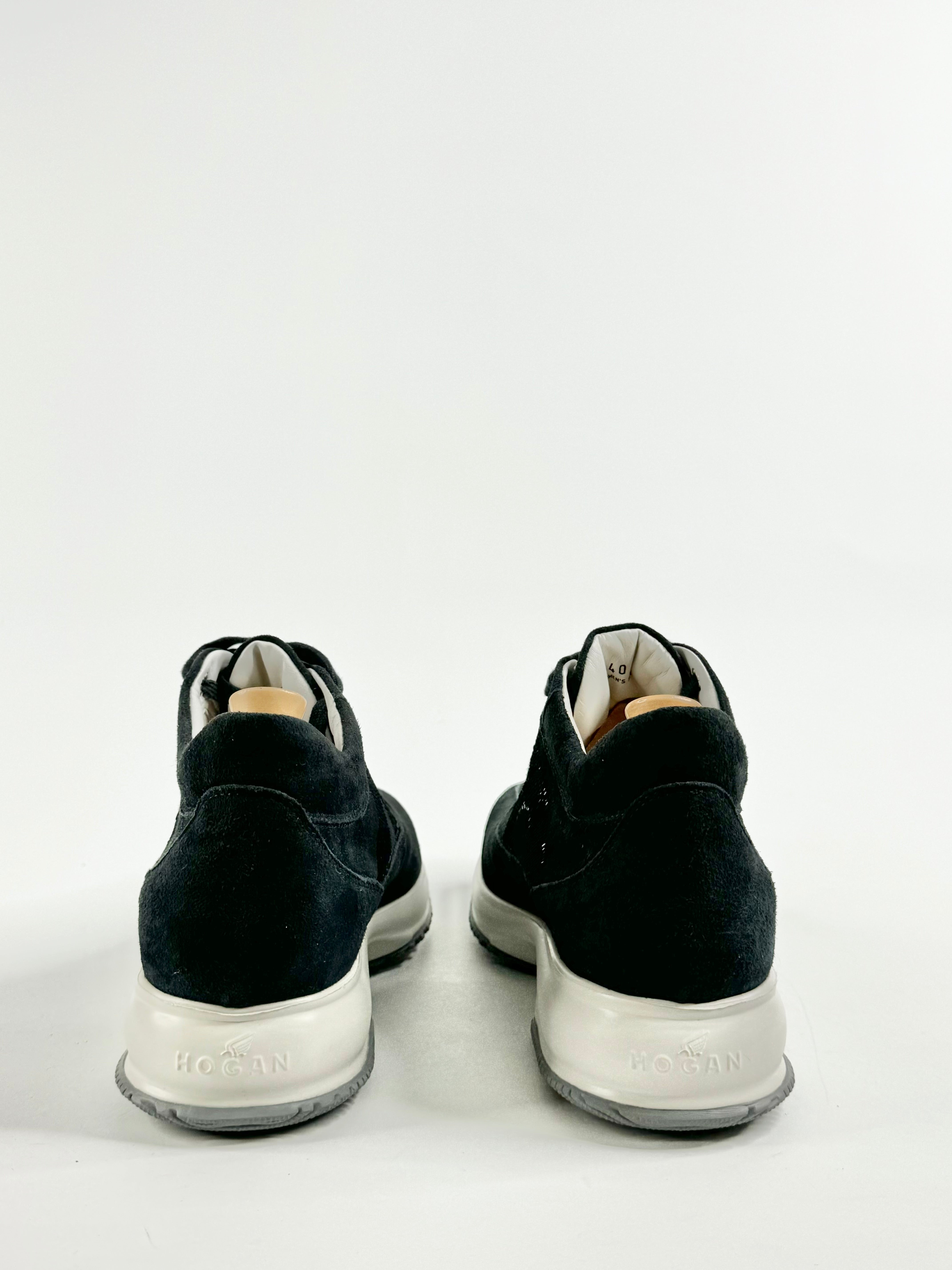 Hogan Interative Navy Blue Sequin Embellished Sneakers - EU40