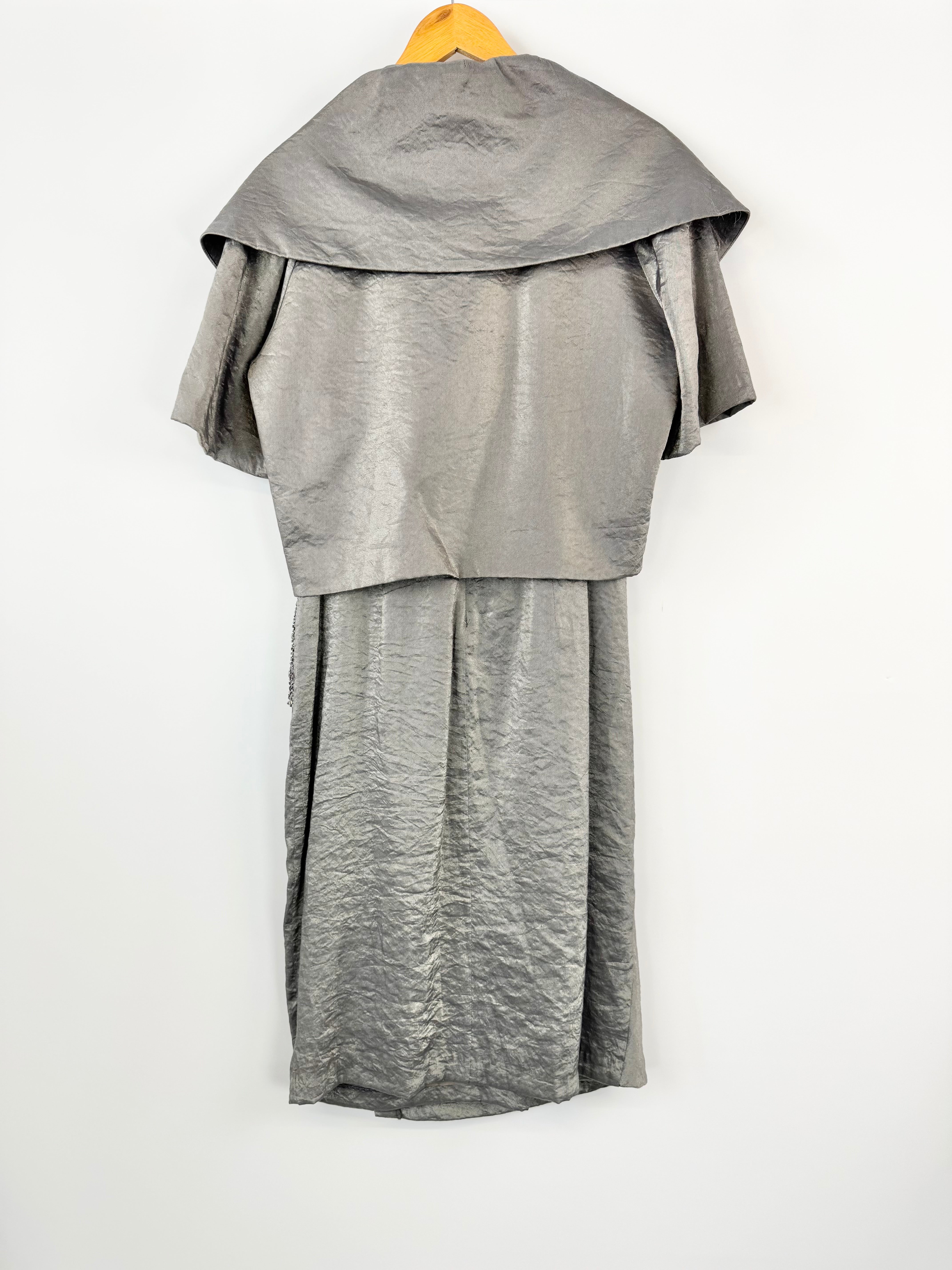 Studibaker Steel Grey Beaded Dress & Cropped Jacket Set - AU14