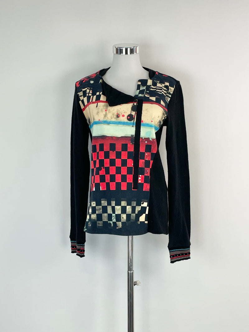 Aventures des Toiles Black Knit Abstract Print Sweater - AU10/12