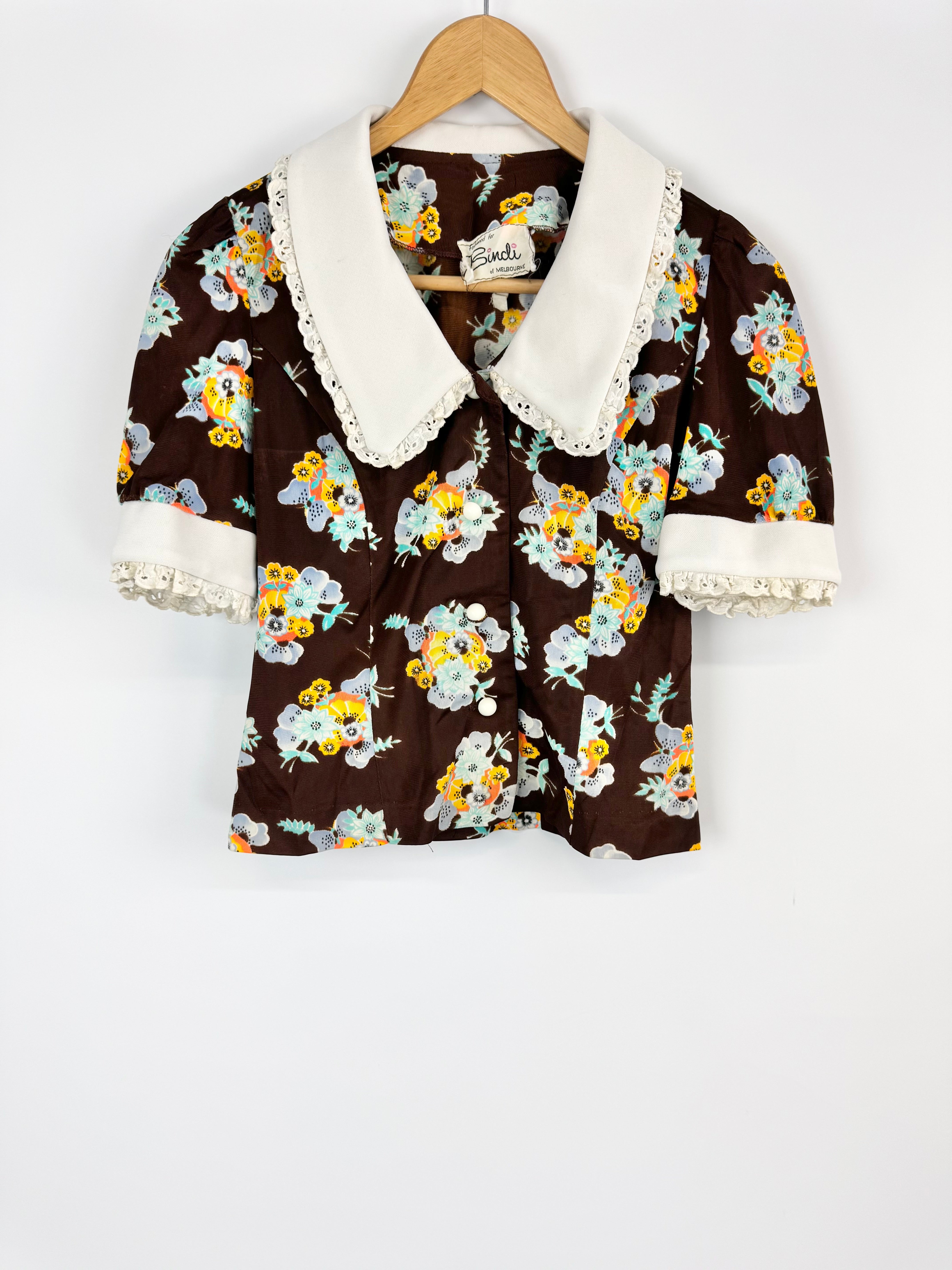 MFW Vintage Retro Patterned Peter Pan Collar Top - AU6/8