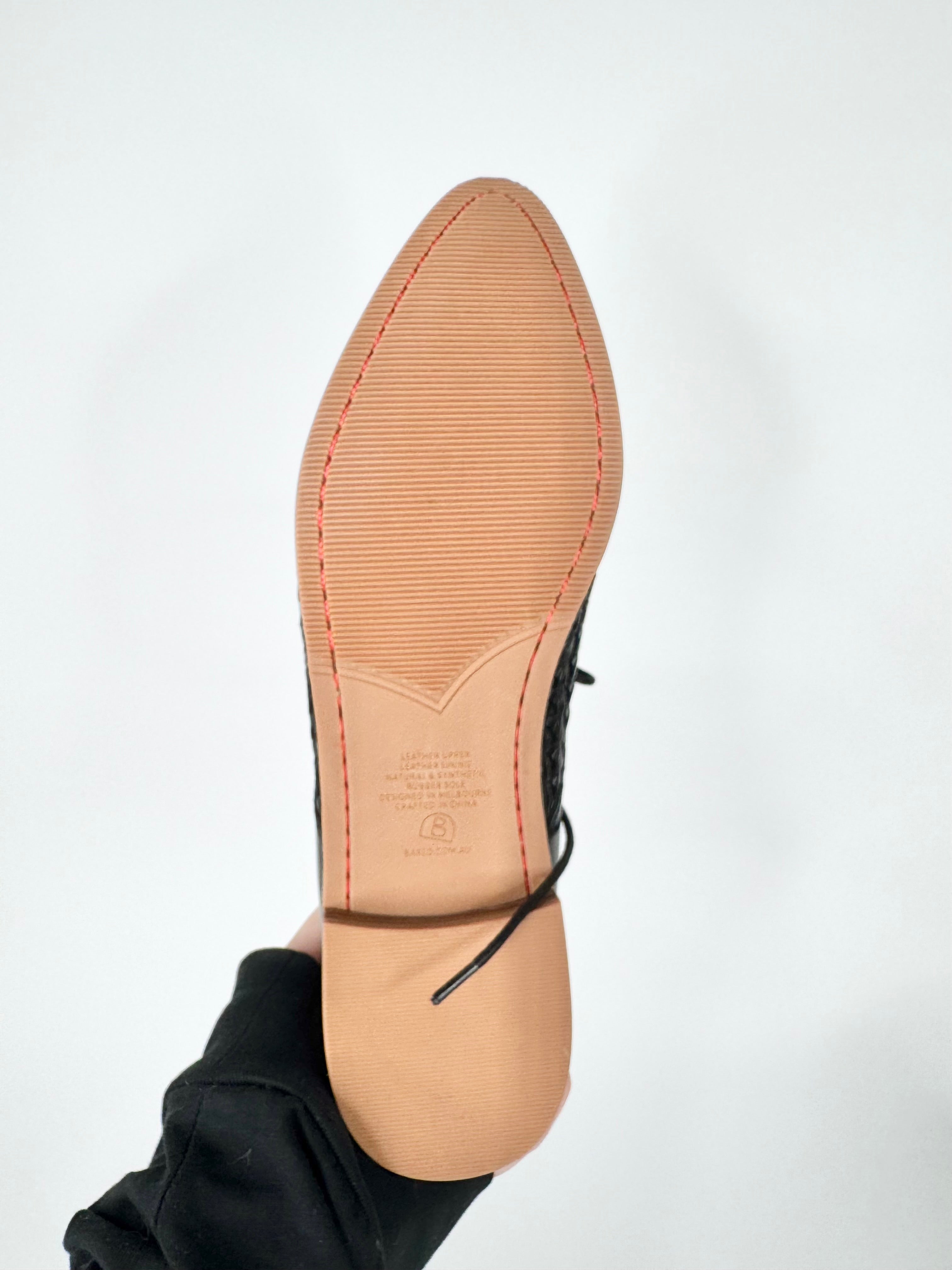 Bared Black Woven Leather Lace Ups NWT - EU41