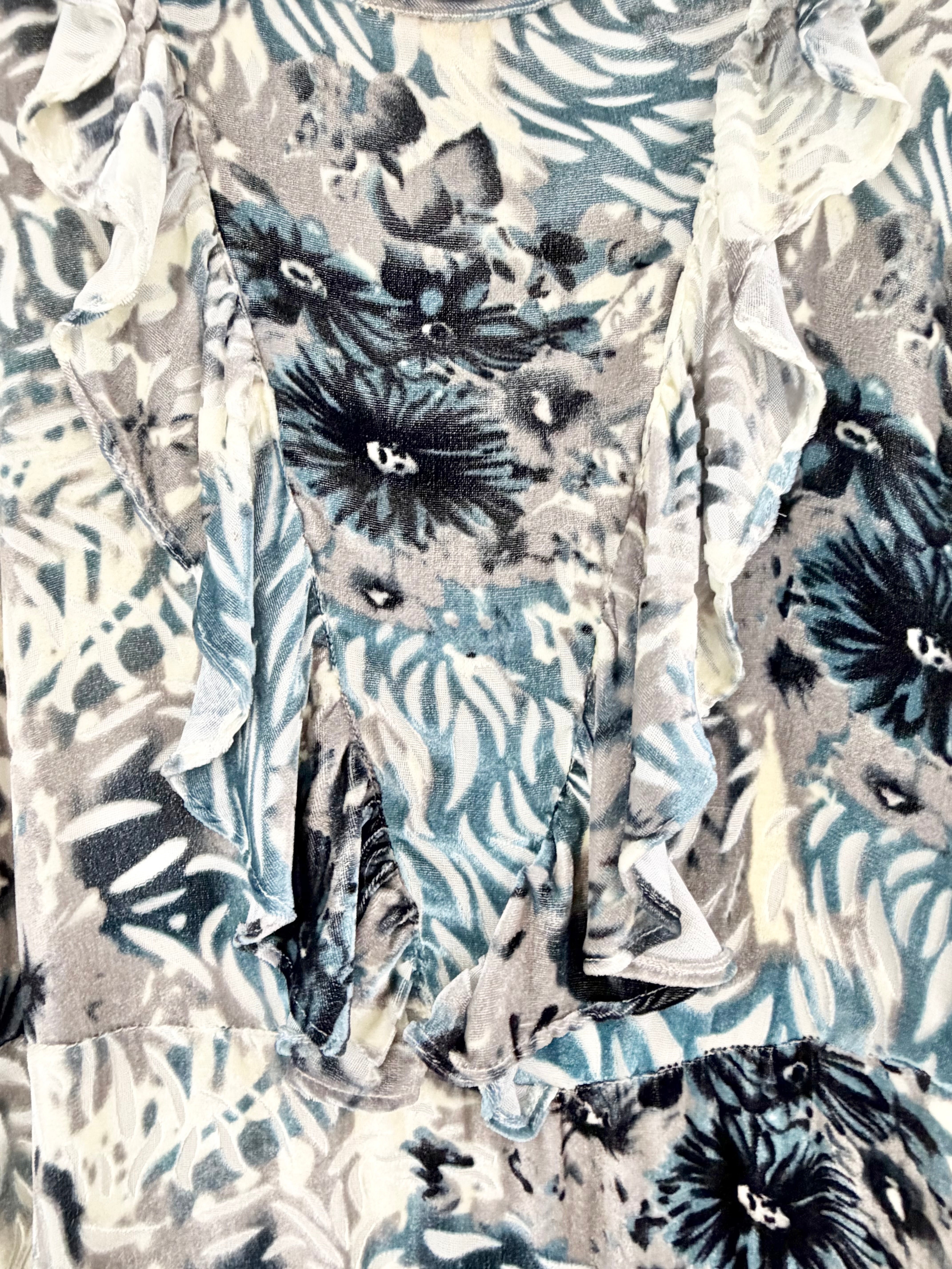 Nevenka Floral Velvet Flocked Dress - AU12