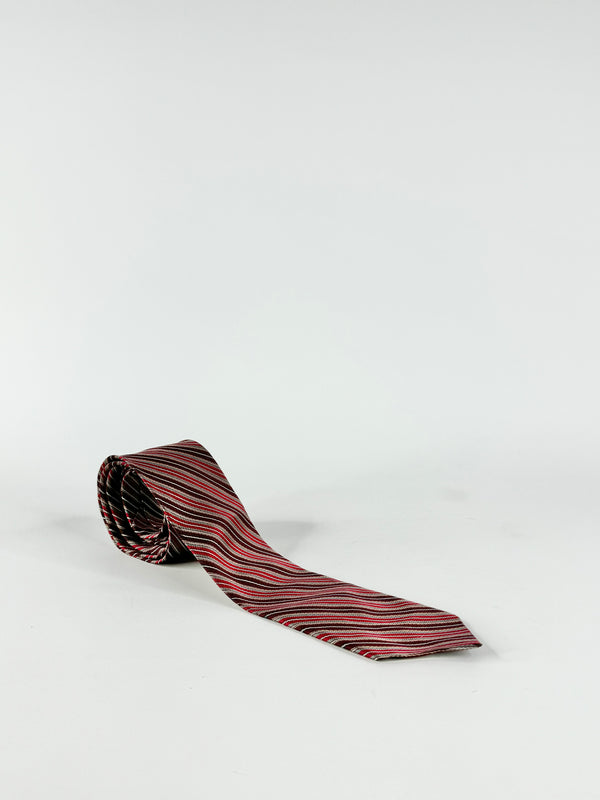 Christian Dior Monsieur Red Striped Silk Tie