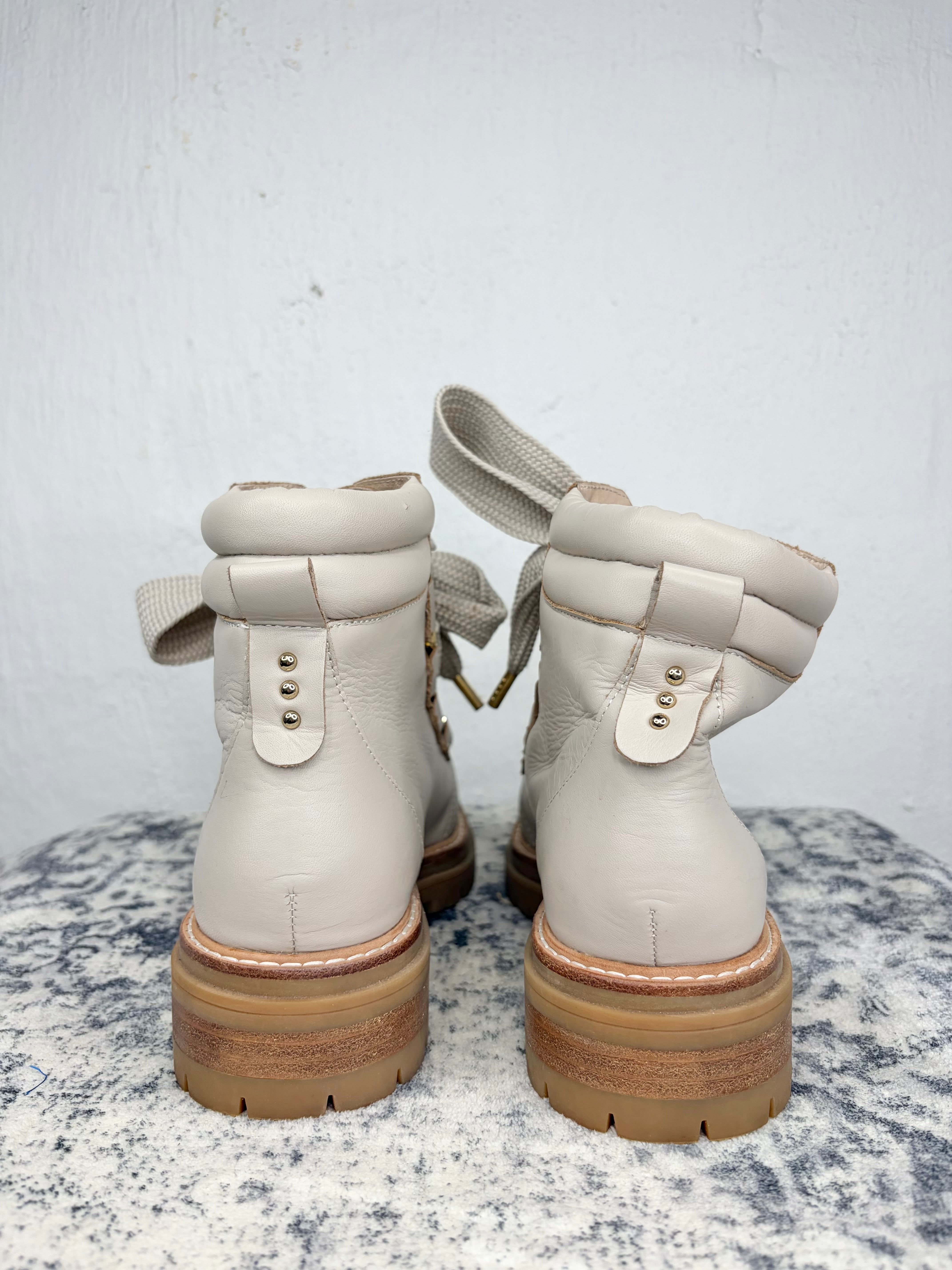 Jo Mercer Cement Wide Lace Boots - EU37