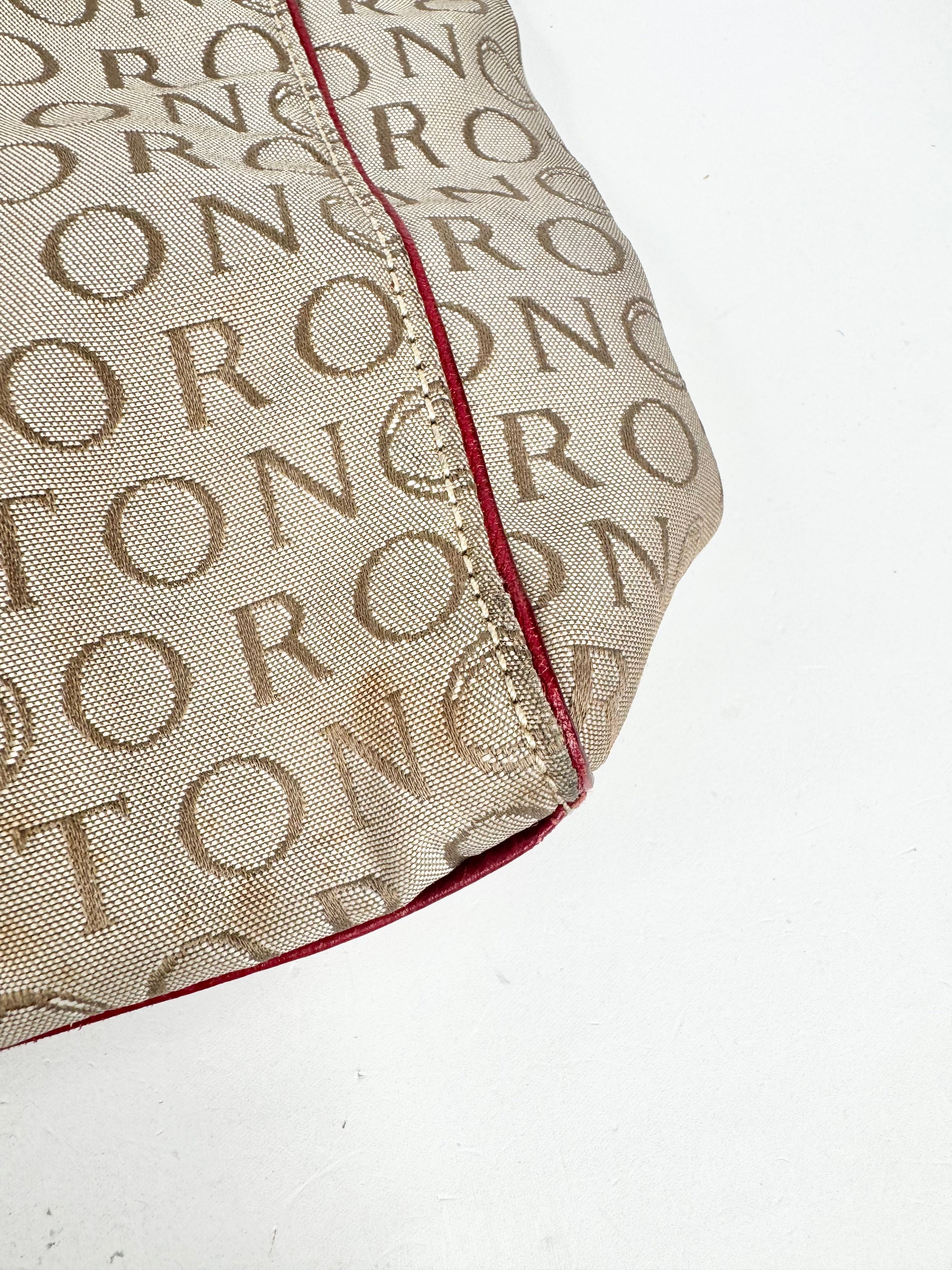 MFW Oroton Red Trim Canvas Tote Bag