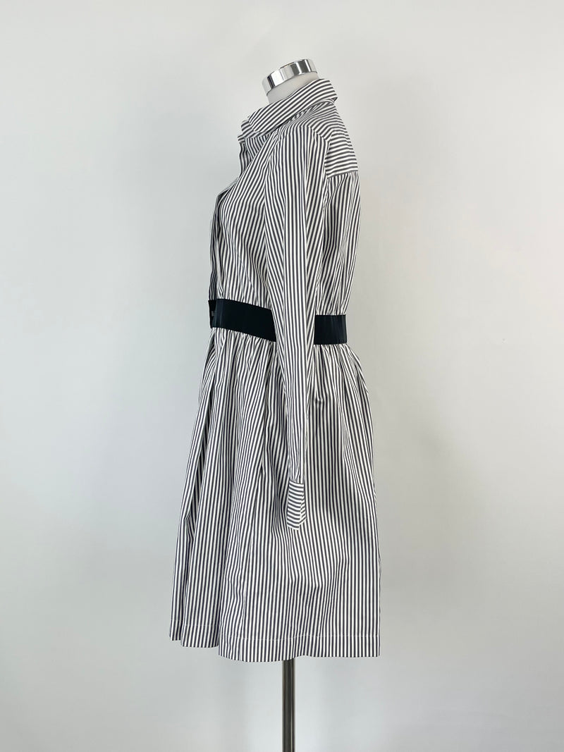 Maison Kitsune Grey & White Striped Shirt Dress - AU8