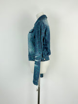 Y2K Versace Jeans Couture Washed Indigo Glittery Denim Jacket - AU8