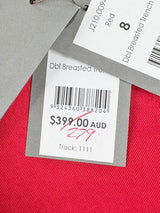 Jigsaw Red Double-Breasted Trench Coat - AU8