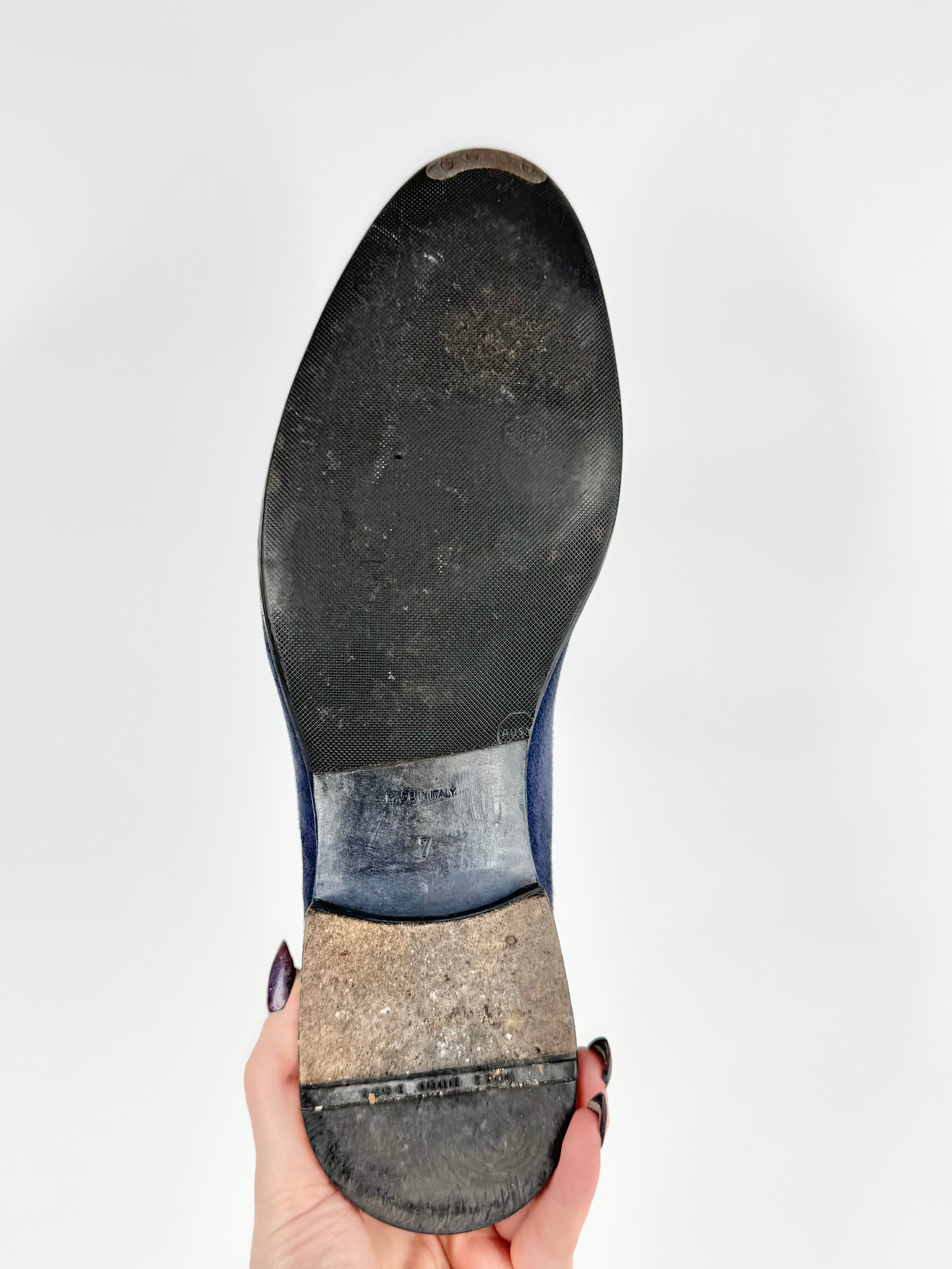 Boss by Hugo Boss Soft Navy Blue Suede Loafers - EU40