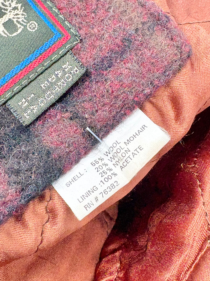 Vintage Timberland Check-Pattern Wool & Mohair Coat - M