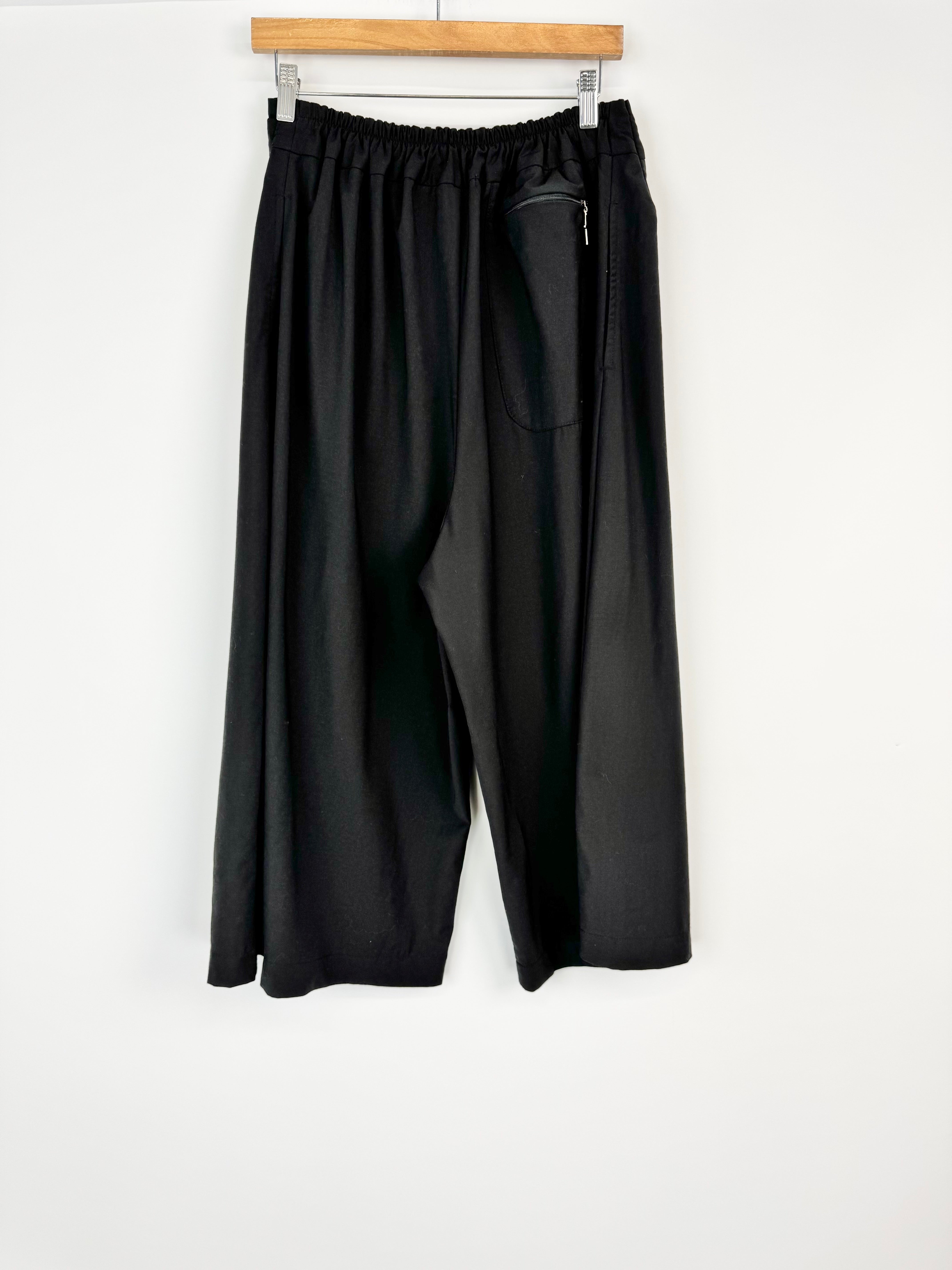 Untouched World Black Wool Wide Leg Slacks - AU10