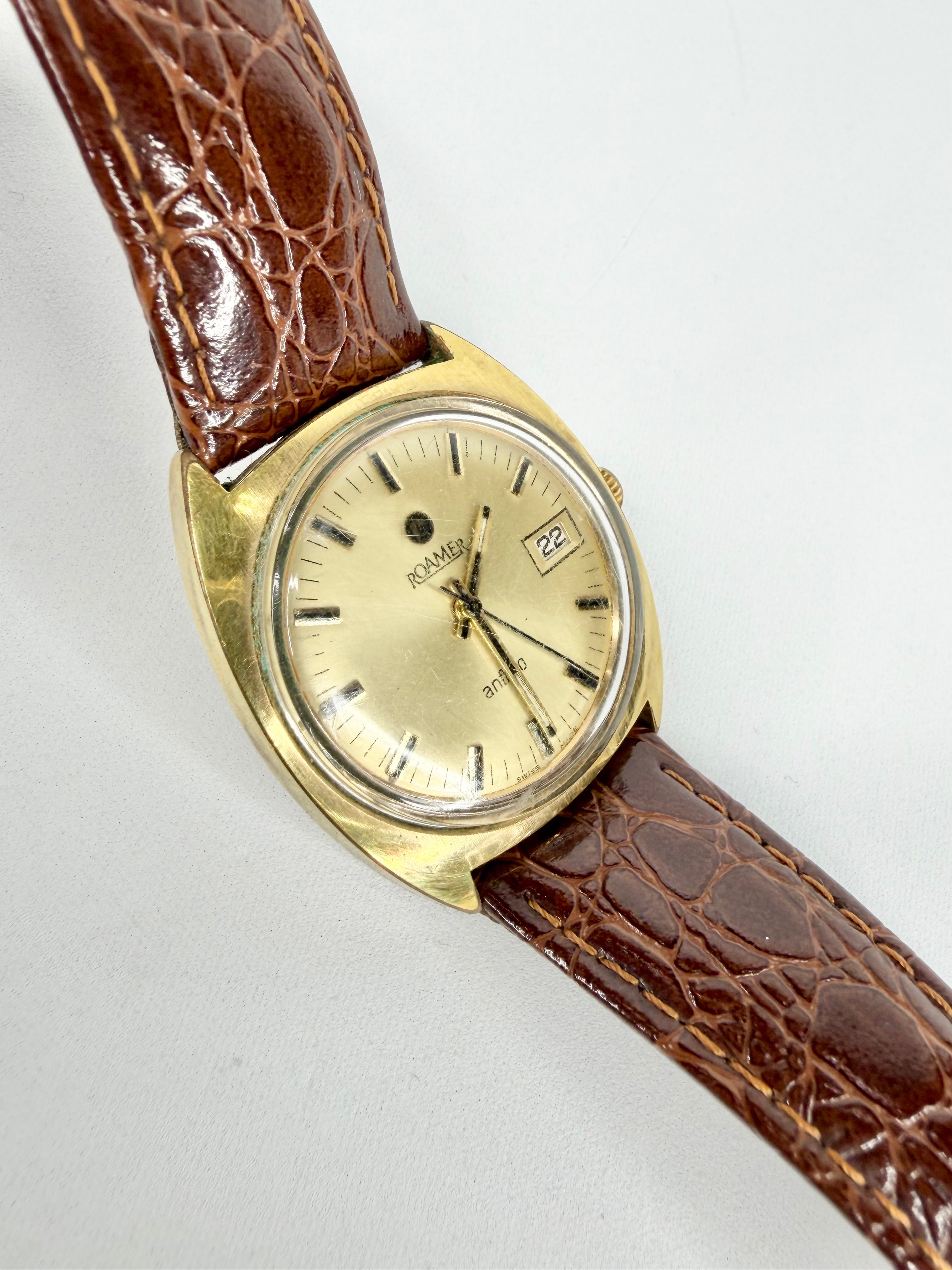 Vintage Roamer Anifbio Gold Plated Wrist Watch