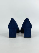 Stuart Weitzman Navy Blue Suede 'Mary Ann 60' Pumps - EU40.5