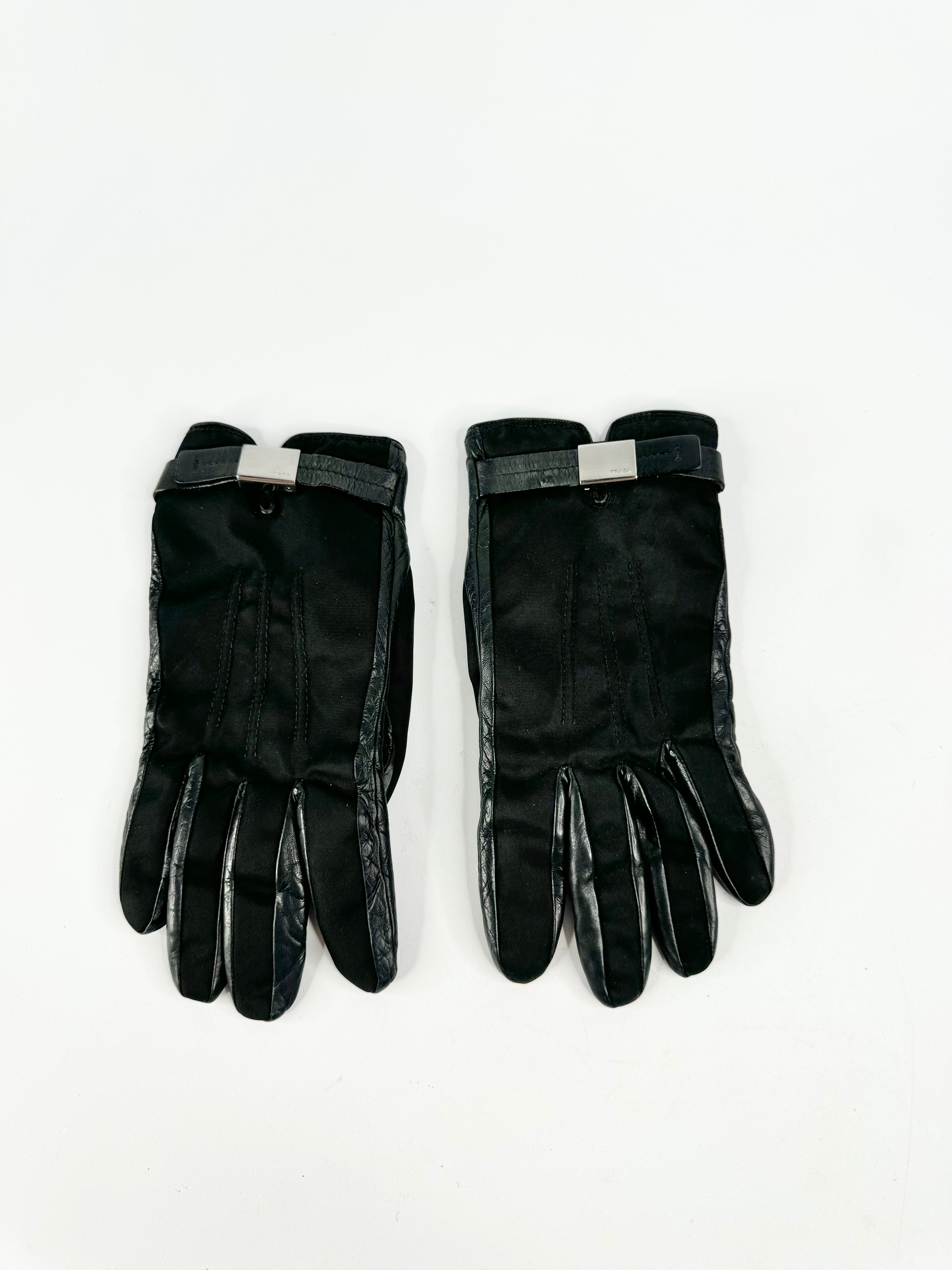 Prada Black Leather Gloves