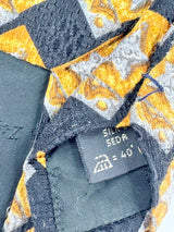 Ermenegildo Zegna Black & Gold Checkered Star Silk Tie