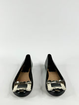 Vivienne Westwood x Melissa Black Silver Buckle Peep Toe Ballet Flats - EU38