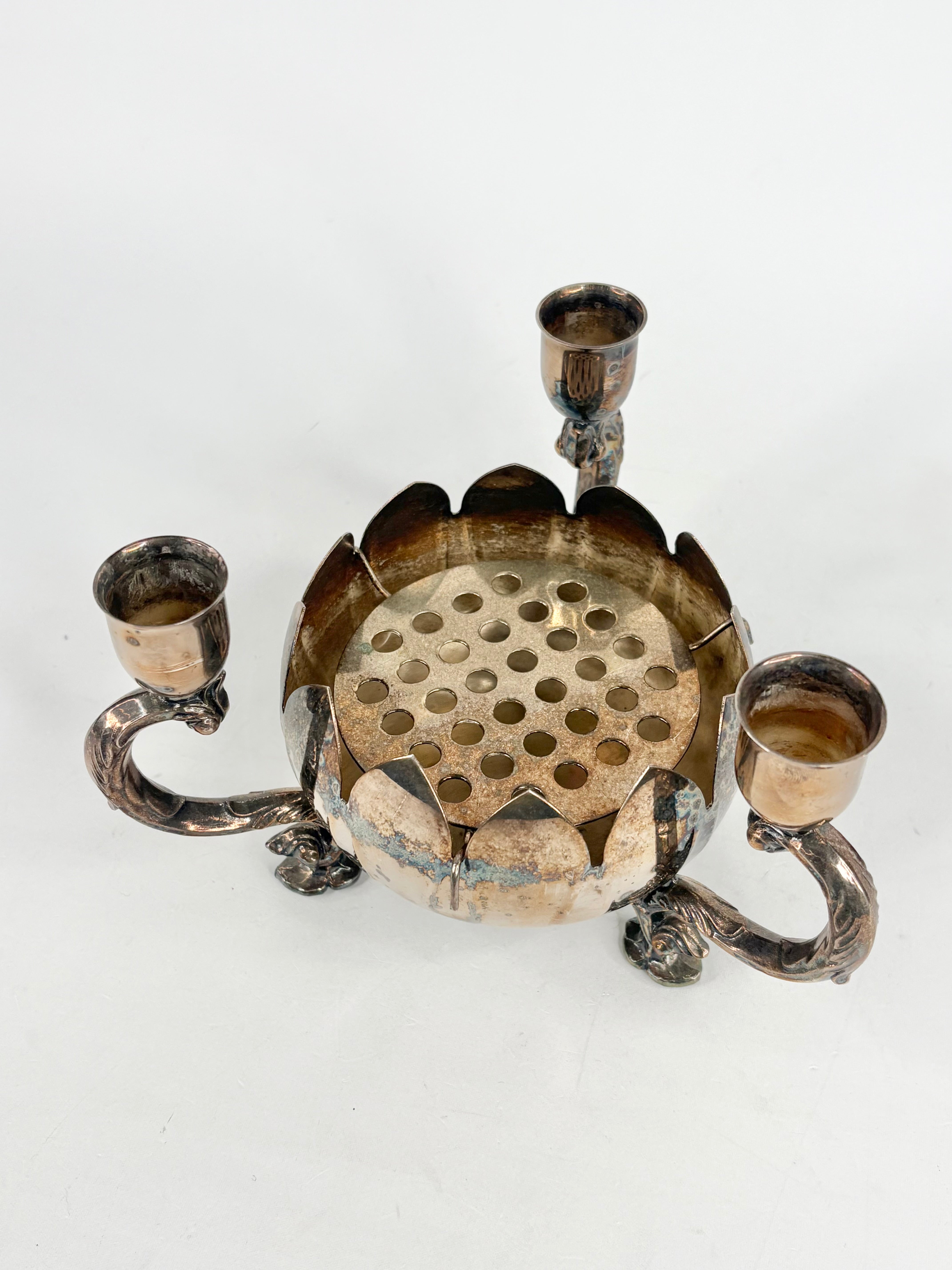 Viners Vintage Silverplated 3-Prong Candleholder