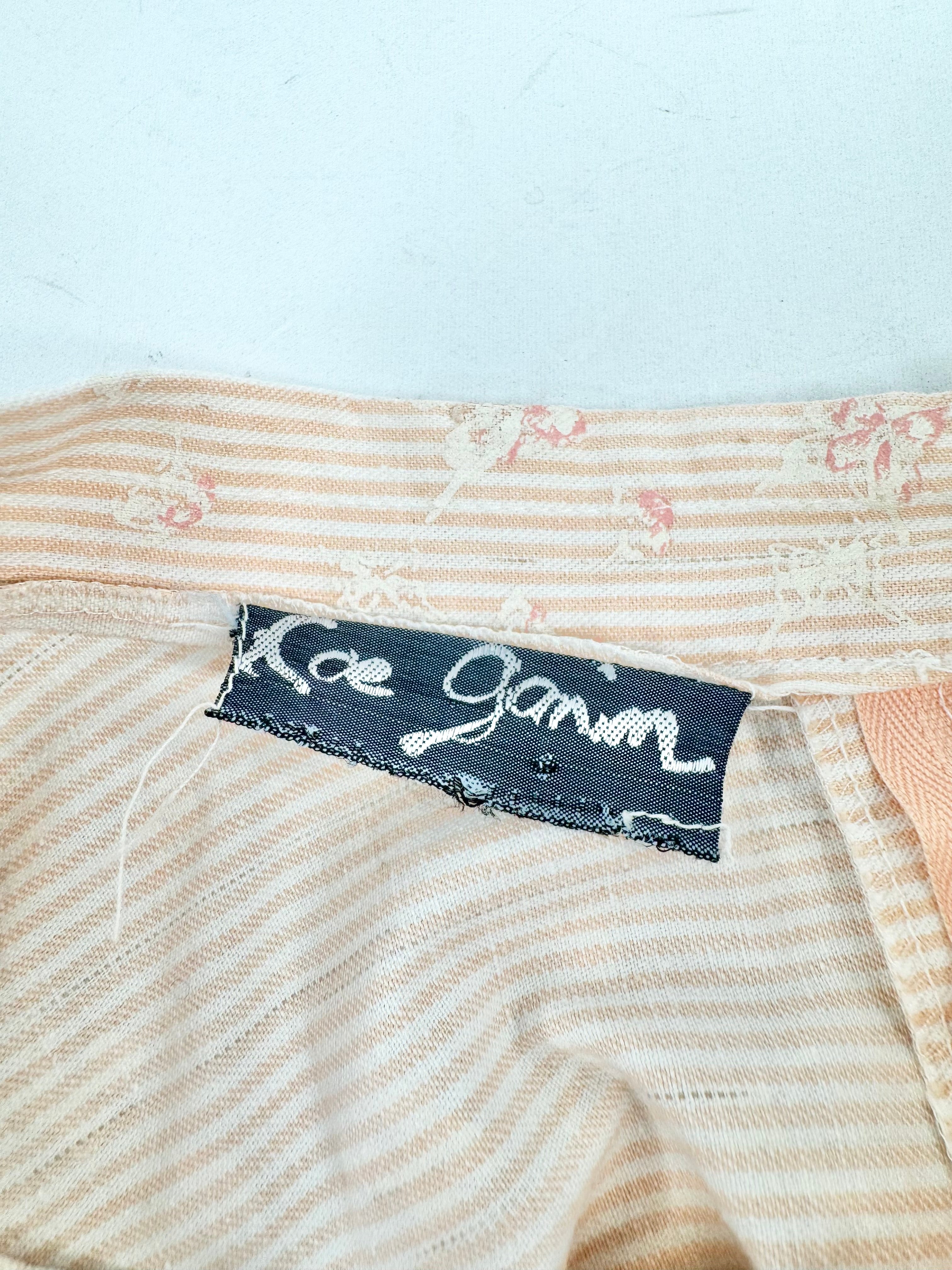 Rae Ganim Peach Floral and Striped Printed Circular Skirt- AU6/8
