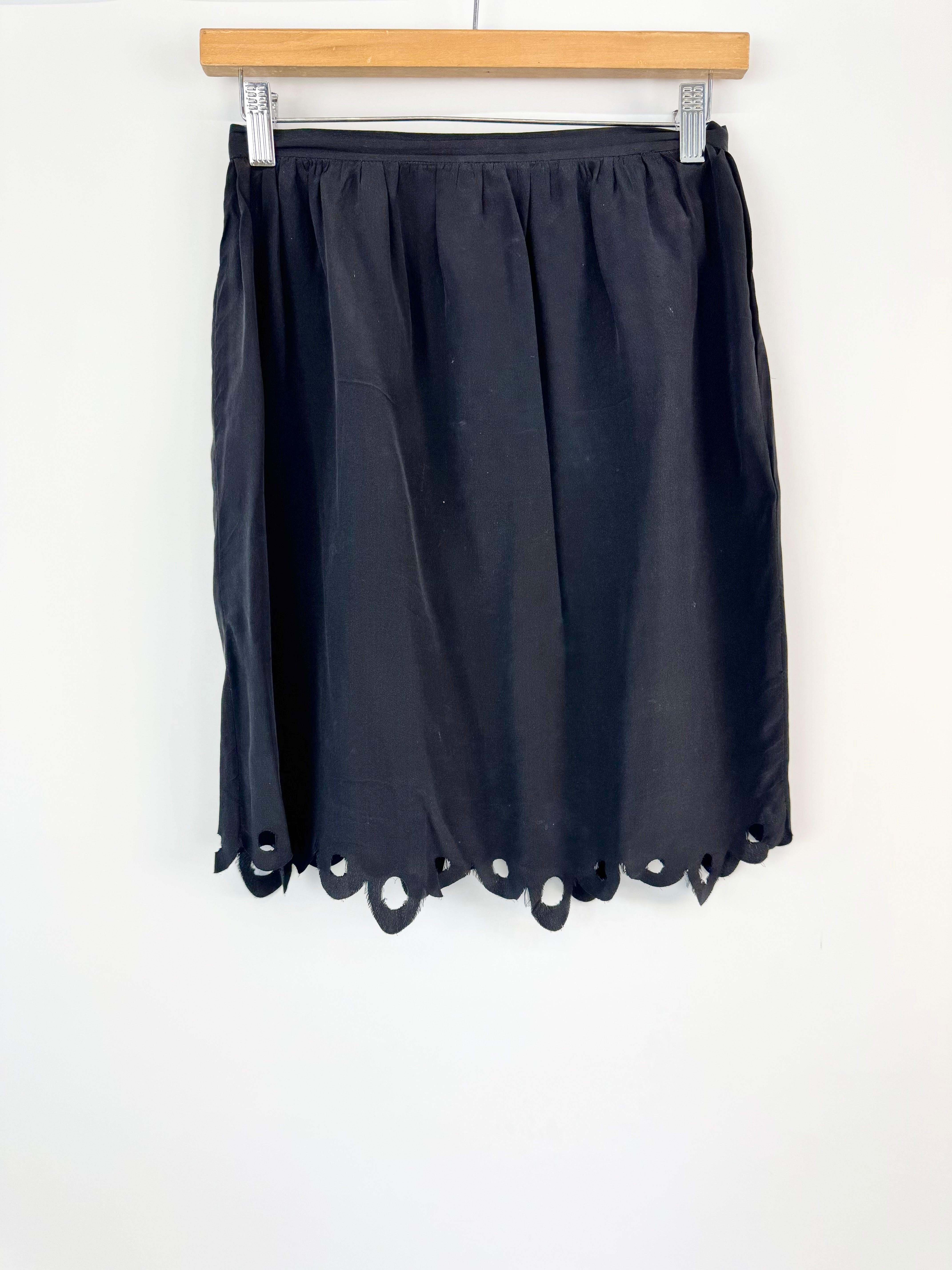 Zimmermann Black Scallop Hem Silk Skirt - AU6