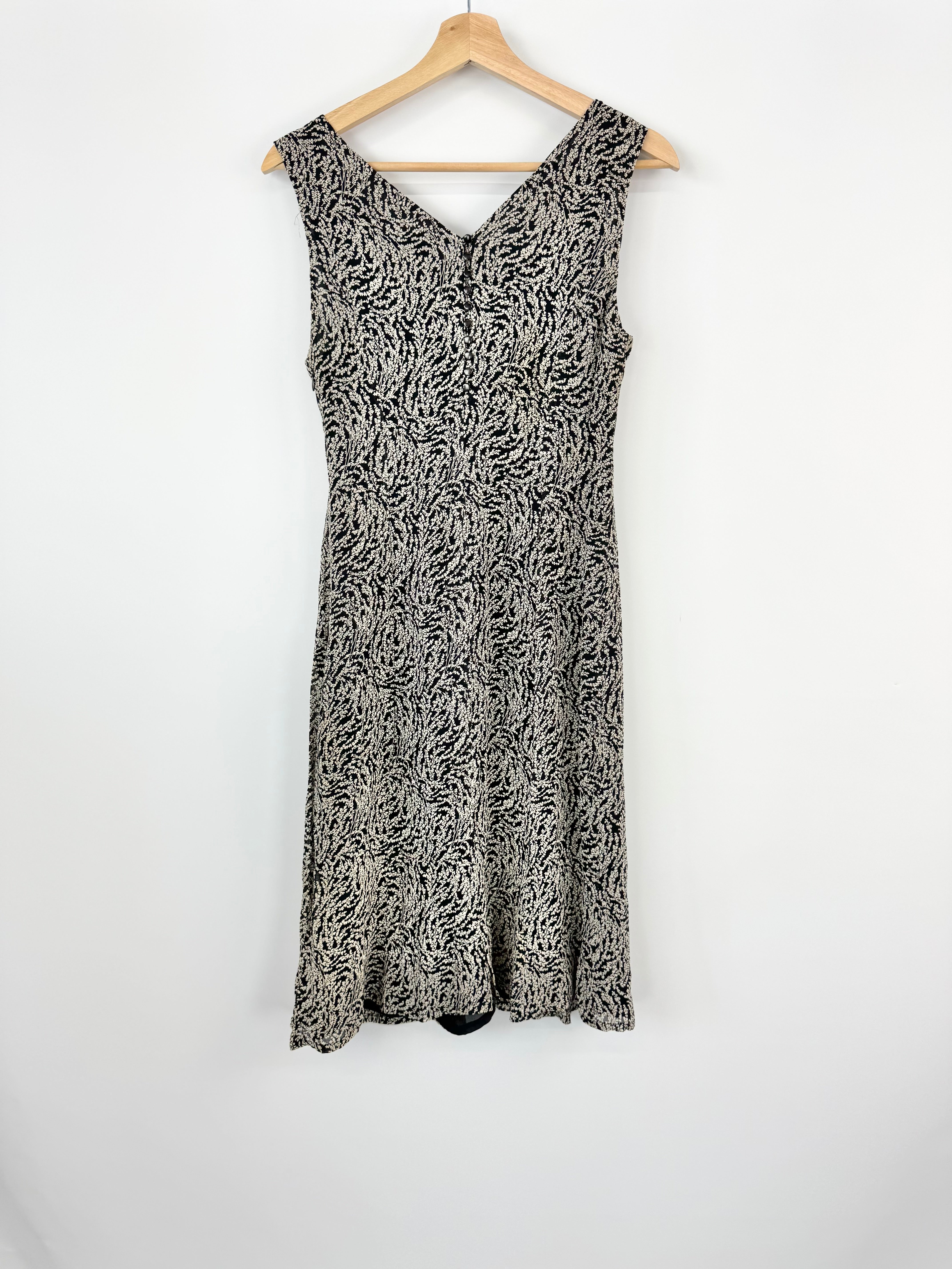 Country Road Black & Cream Patterned Sleeveless Dress - AU6