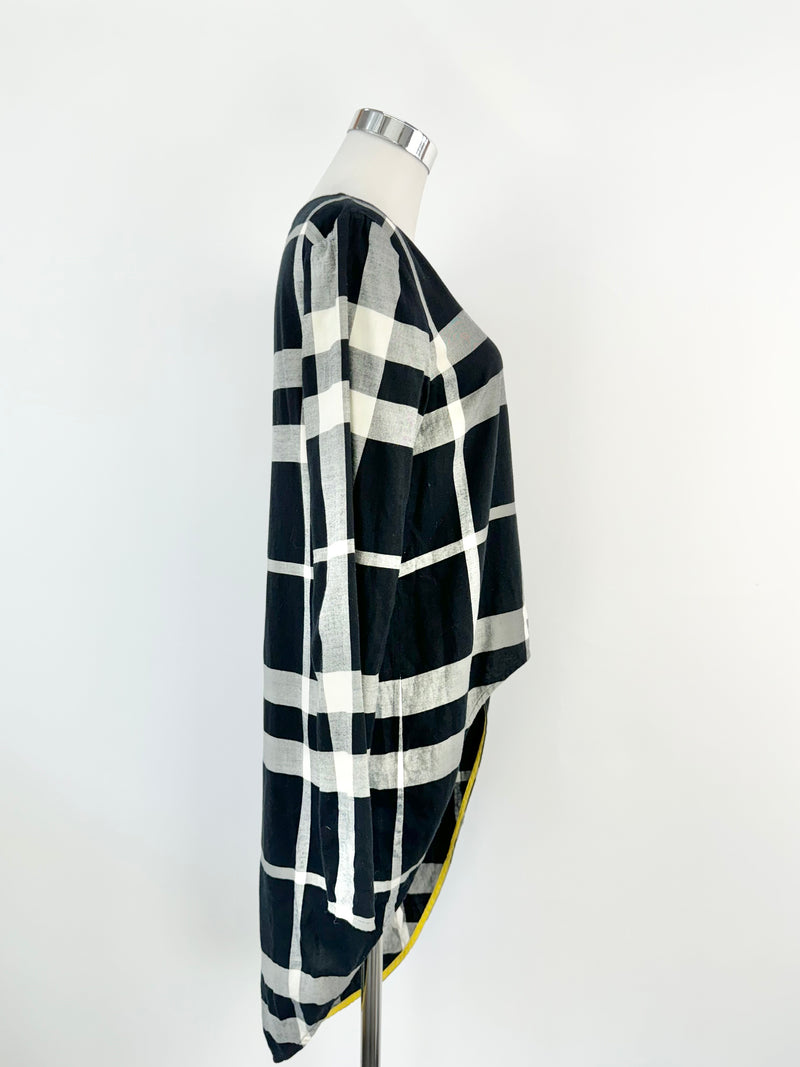 Sass & Bide Black & White Plaid Long Sleeve Top - AU8