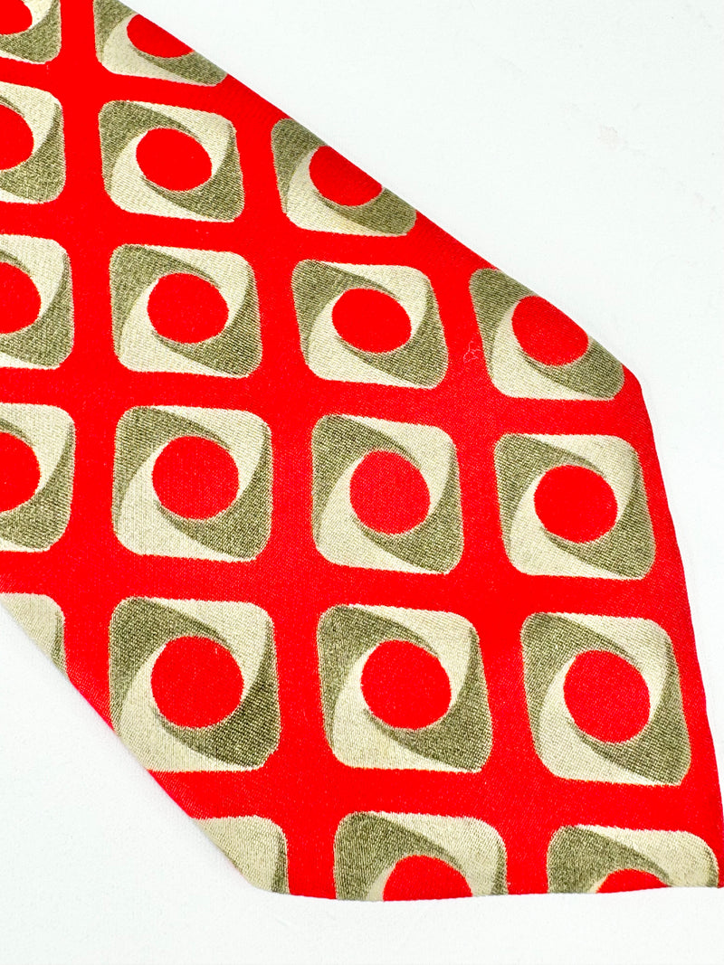 Christian Dior Deep Red Patterned Silk Tie