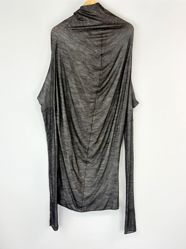 Alistair Trung Black & White Rib Cowl-Neck Tunic - AU8/10