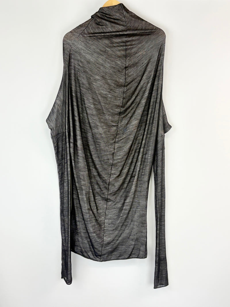 Alistair Trung Black & White Rib Cowl-Neck Tunic - AU8/10