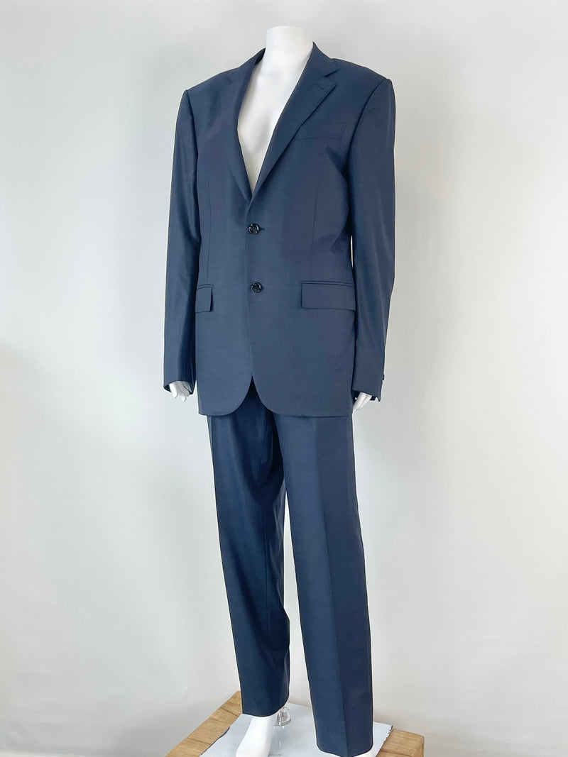 Ermenegildo Zegna Trofeo Navy Blue Check Wool 2pc Suit - 50R