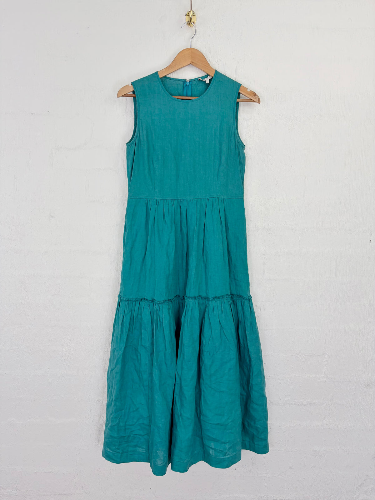 Anna Thomas Teal Linen Tiered Dress - AU6