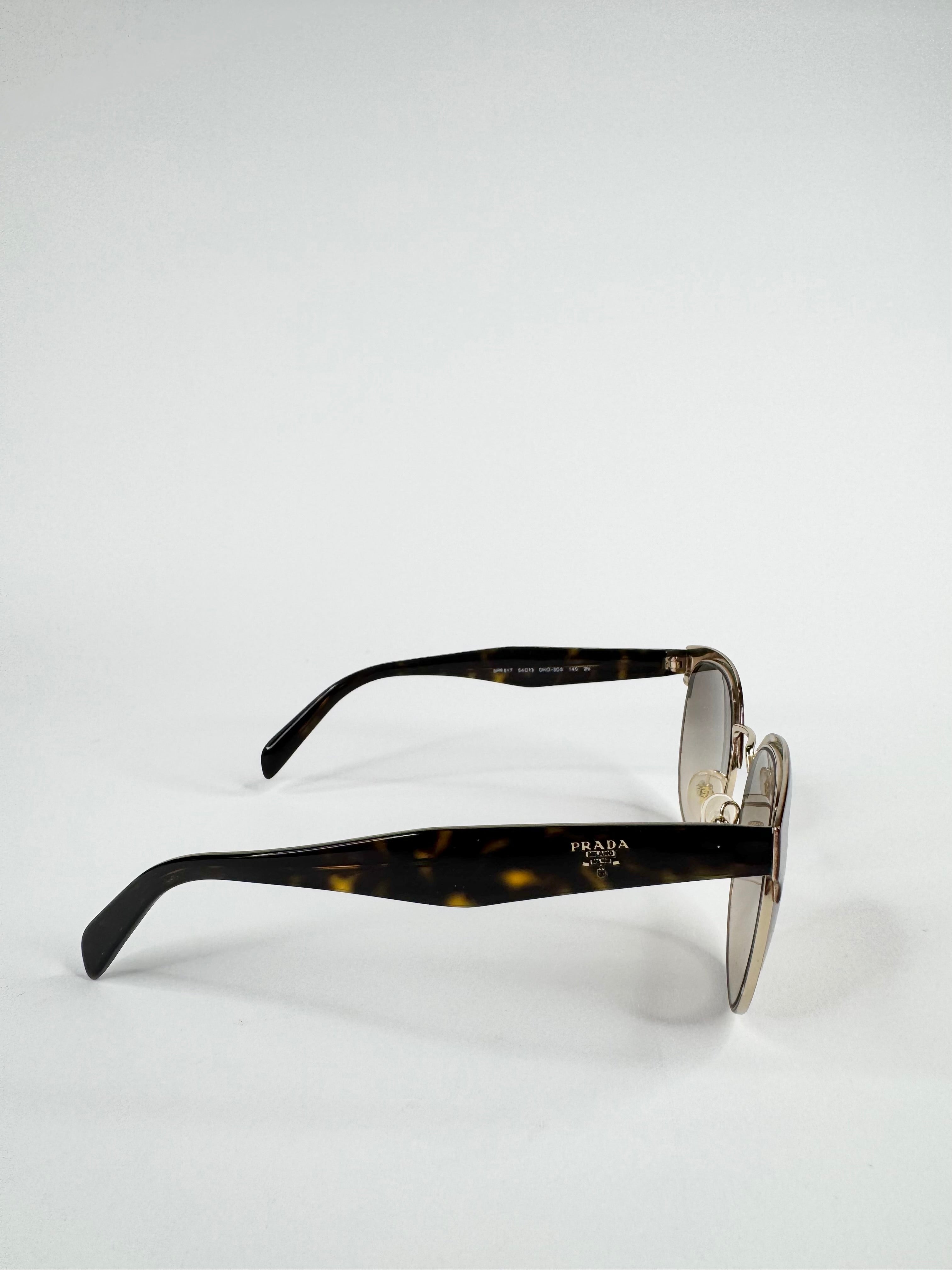 Prada Tortoiseshell & Gold Browline Sunglasses