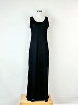 Vintage 90s Johnny Dexters Unneccessary Objects Black Sheer Lace Midi Dress - AU10