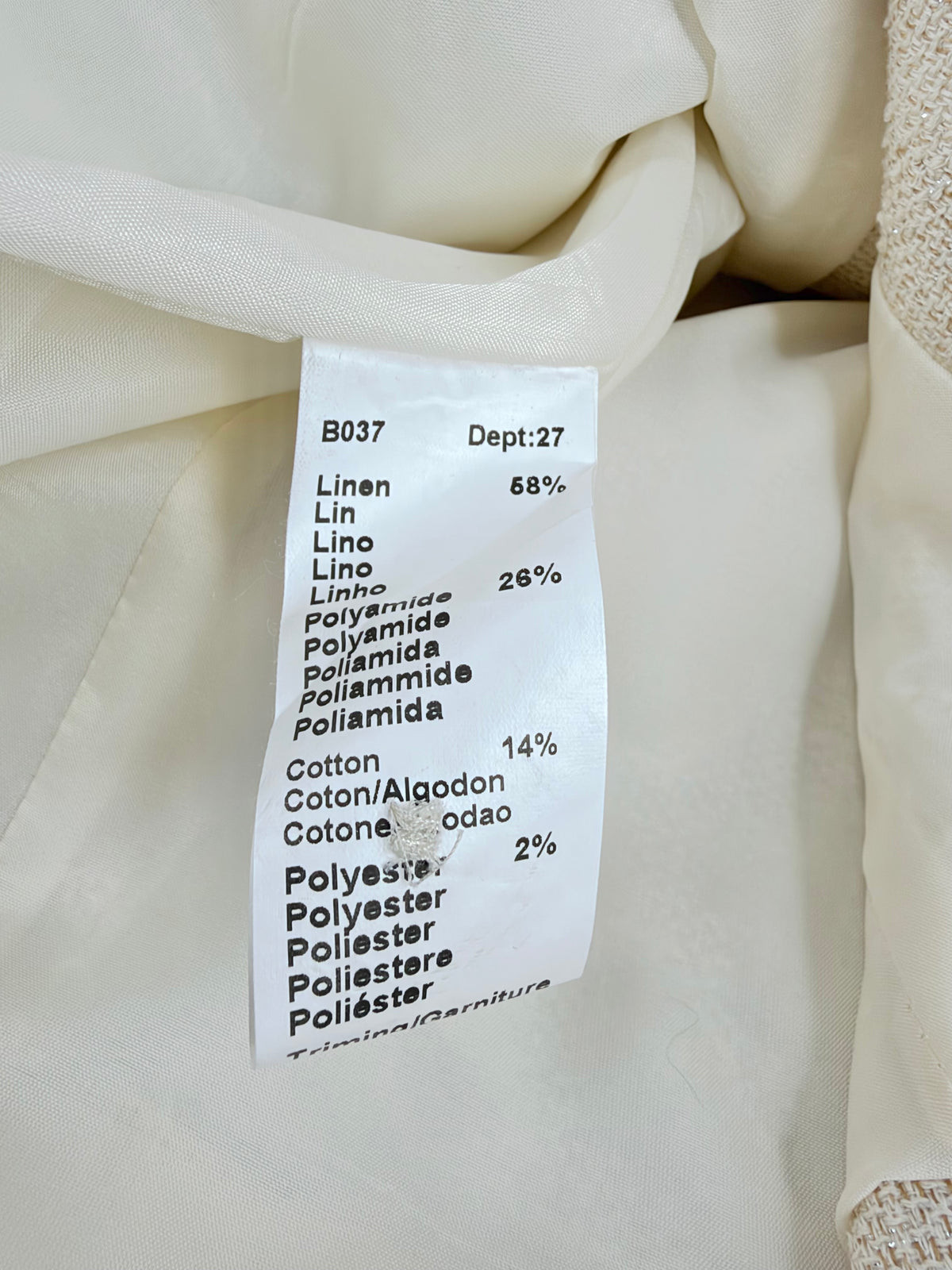 Gerard Darel Cream & Silver Crop Fit Blazer - AU10/12