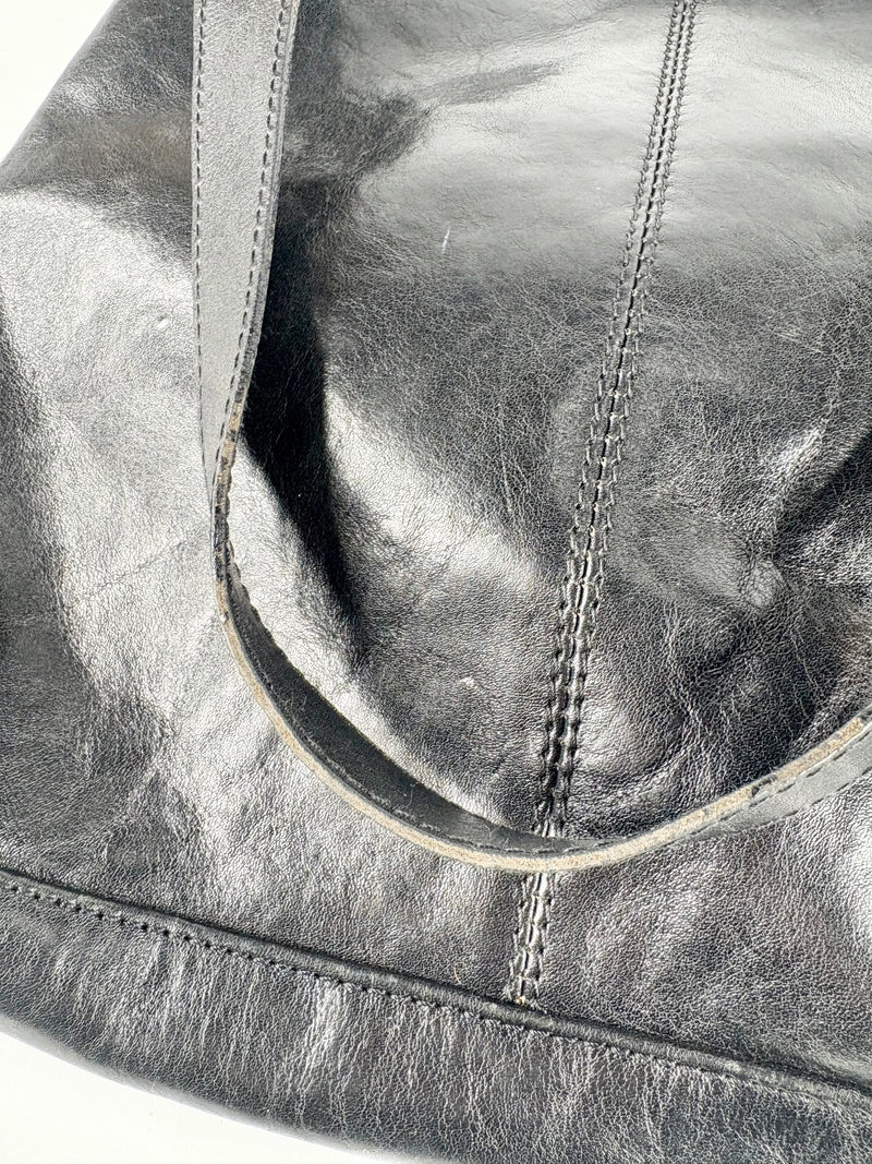 Modapelle Vintage Black Leather Shoulder Bag