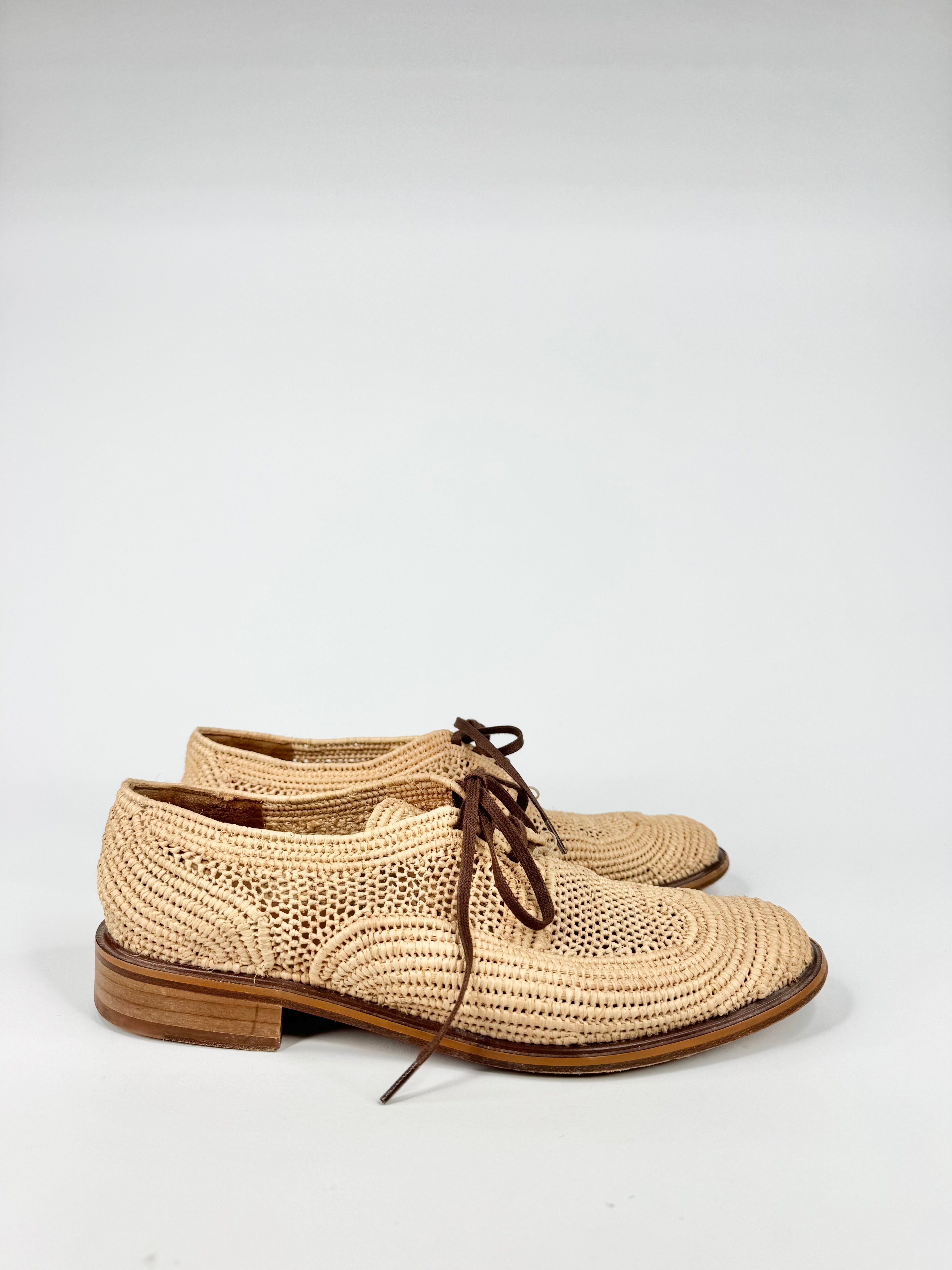 Robert Clergerie Woven Wicker Lace Ups - EU39
