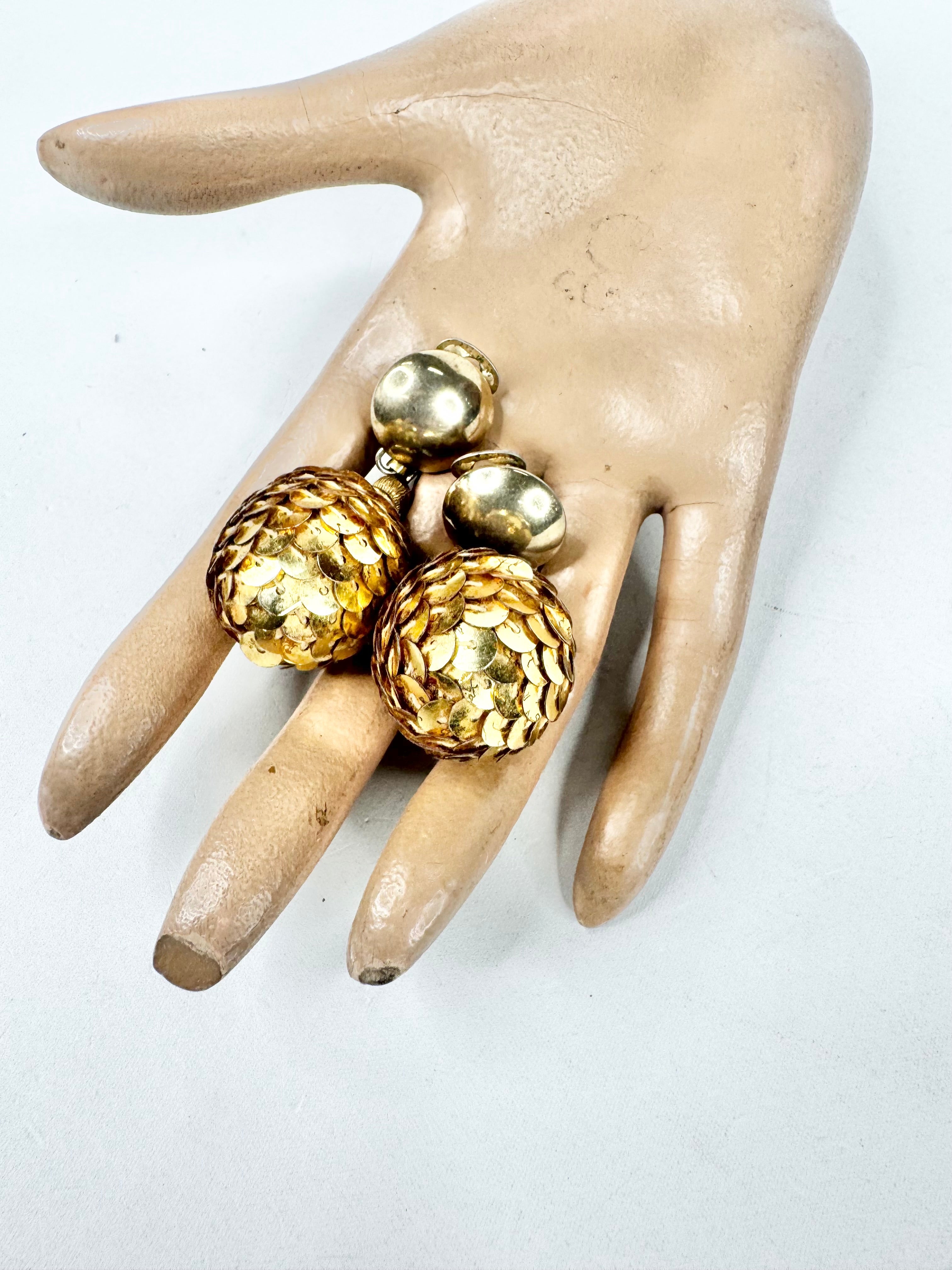 MFW Gold Sequin Drop Clip On Earrings