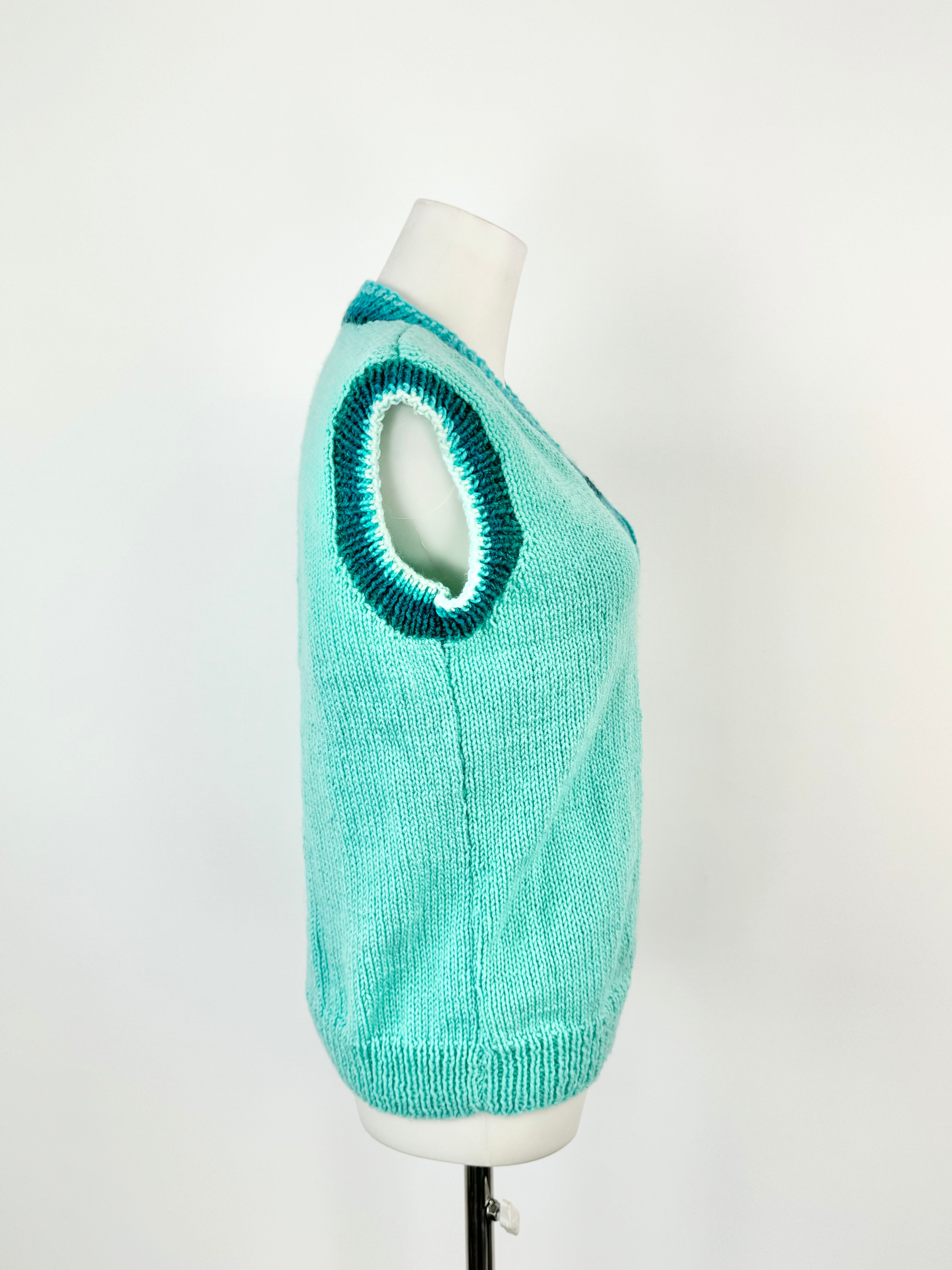 Vintage Acrylic Aqua Knit Vest - M